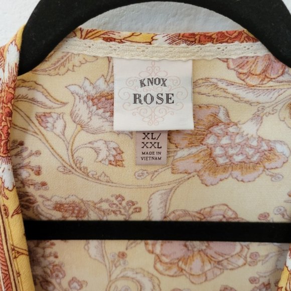 ROSE Gold Floral Open Front Kimono Top Fall Boho - Picture 4 of 9